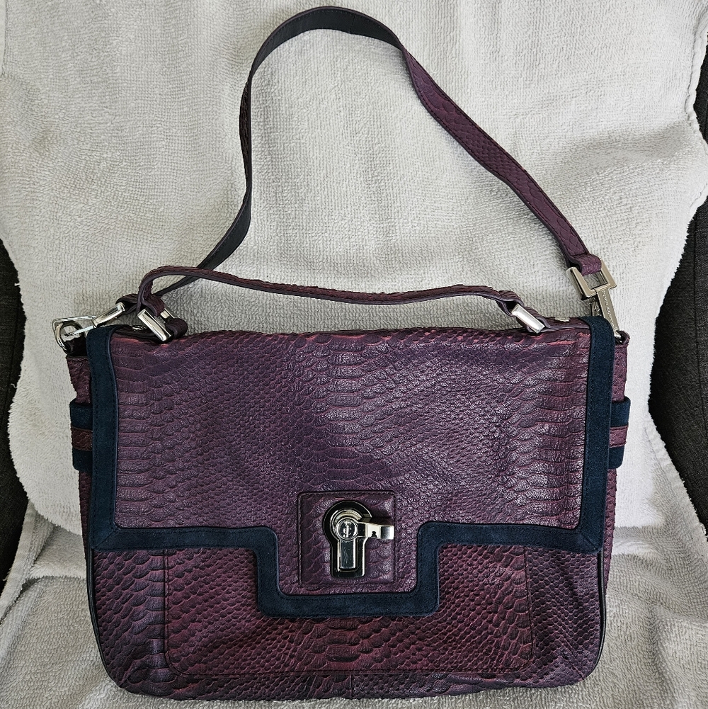 Juicy Couture Snakeskin Leather and Suede Shoulder Bag